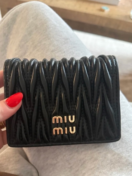 Miu Miu Handbags - Black Matelassé Compact Wallet